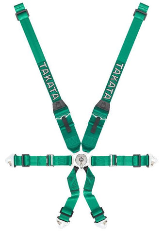 Green - FIA 2018 homologated Formula-type restraint (6-point), 2"/3“ HANS shoulder belt, 2“ lap belt, anti-sub strap - TAKATA Formula 6 HANS - 6pt bolt-on (HANS or HYBRID use only)