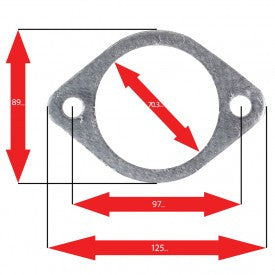 Oval Muffler Gasket, 2-Bolt