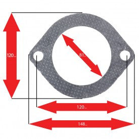 Oval Muffler Gasket, 2-Bolt (Mitsubishi, Nissan, Subaru, Toyota)