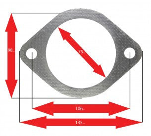 Oval Muffler Gasket, 2-Bolt (Mitsubishi, Nissan, Subaru, Toyota)