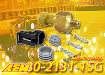 15 PSIg Brass Sensor Kit. Brass Sensor Body. 1/8" NPT Male Thread. Includes: 15 PSIg Brass Sensor & 12" Flying Lead Connector