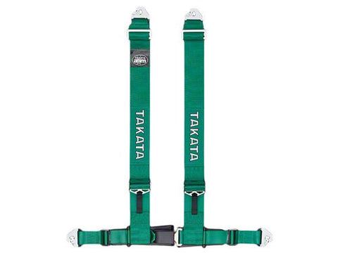 Green - 4 point street belt with asm, 3" shoulder belt, 2" lap belt pull-up (snap-on) ECE R 16 and FMVSS 209 approved - TAKATA Drift III ASM snap - 4pt snap-on (buckle on right lap belt)