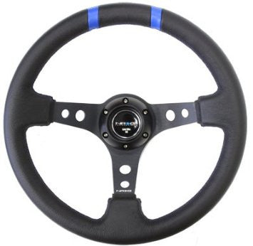 350mm Sport steering wheel (3" Deep) Black w/ Blue Double Center Marking