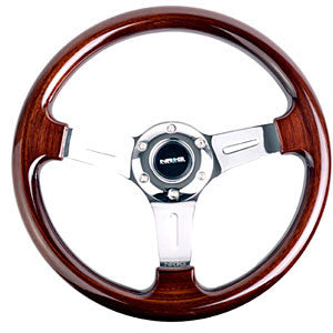 Classic Wood Grain Wheel, 330mm, 3 spoke center in chrome