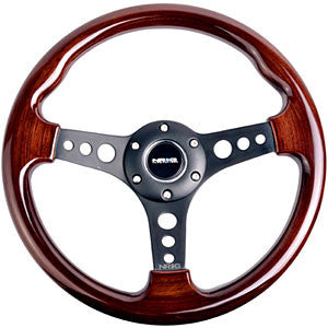 Classic Wood Grain Wheel, 330mm, 3 spoke center in black