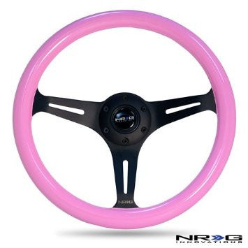 Classic Wood Grain Wheel, 330mm, 3 spoke center in black - Pink