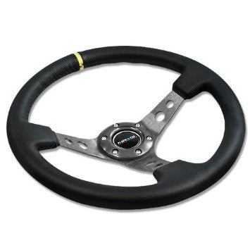 350mm Sport Steering Wheel (3" Deep) - Gun Metal w/ center marking