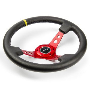 350mm Sport Steering Wheel (3" Deep) - Red w/ center marking