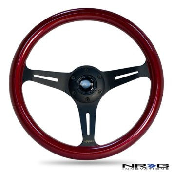 Classic Wood Grain Wheel, 330mm, 3 spoke center in black - Red