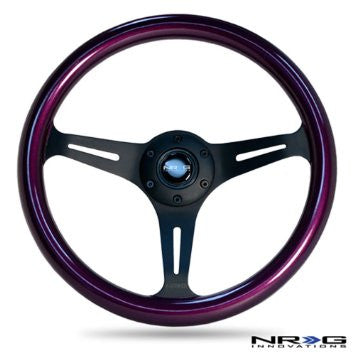 Classic Wood Grain Wheel, 330mm, 3 spoke center in black - Purple