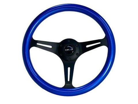 Classic Wood Grain Wheel, 330mm, 3 spoke center in black - Blue