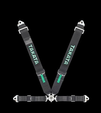 Black - 4 point street belt with asm, 2" shoulder belt, 2" lap belt pull-up (bolt-on) - ECE R 16 and FMVSS 209 approved - Legal for use as the primary restraint in a road-going vehicle - TAKATA Drift II bolt - 4pt bolt-on (buckle on right lap belt)