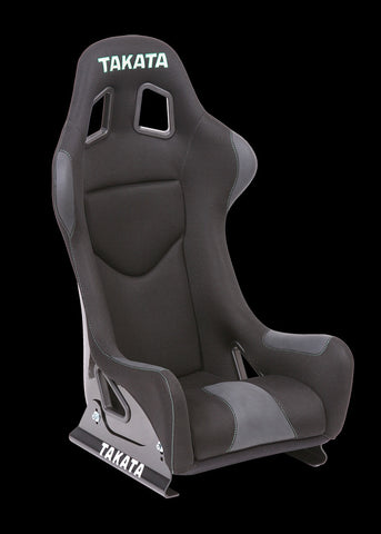 TAKATA Race Seat Wide - Black Spacer Fabric - Green Stitching - FIA Homologation - Includes Side Mounting Plates