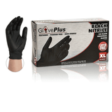 Gloves Plus Black Nitrile Powder Free Textured  100 Pack Box