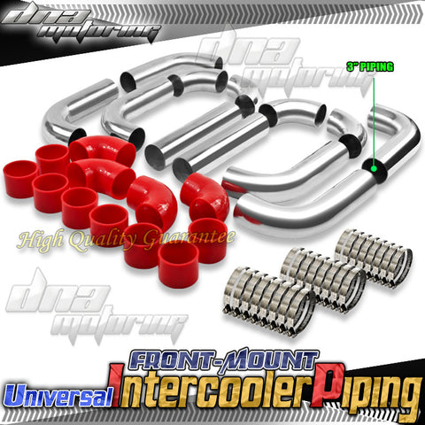 INTERCOOLER PIPING -FRONT  MOUINT T-2 3" 14PC ALUMINUM PIPE SILICONE HOSE-T-CLAMP UNIVERSAL