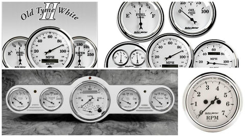 Old Tyme White 5 Piece Kit w/3-3/8" Prog. Speedo, w/Wheel Odo