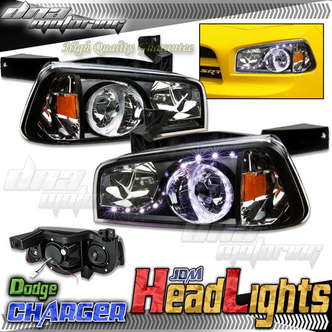 06-10 DODGE CHARGER 1PC JDM HEADLIGHTS/BLACK  HOUSING/AMBER