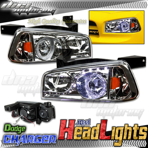 06-10 DODGE CHARGER 1PC JDM HEADLIGHTS/CHROME HOUSING/AMBER