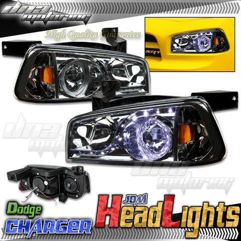 06-10 DODGE CHARGER 1PC JDM HEADLIGHTS/SMOKE LENS/AMBER REF