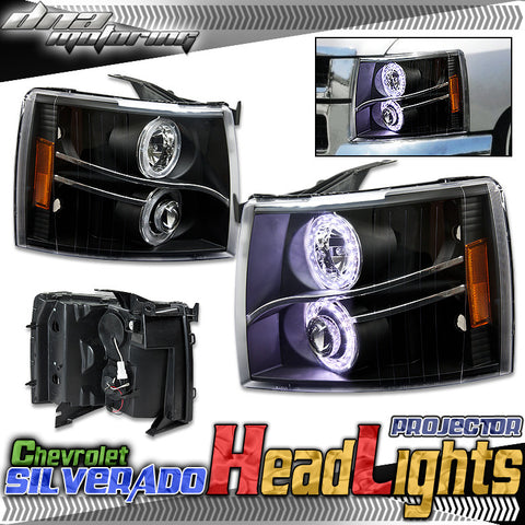 07-09 CHEVY SILVERADO HALO PROJECTOR HEADLIGHTS/BLACK HOUSING