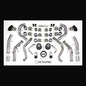 Nissan GTR R35 IC Piping Kit in Polished Aluminum w/ Two All Blk Synchronic BOV