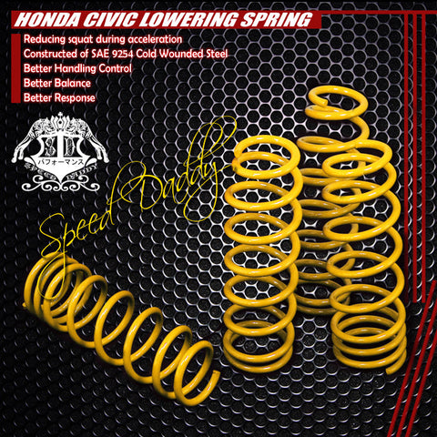 LOWERING SPRINGS - 92-00 HONDA CIVIC/DEL SOL/INTEGRA 94-01 -YELLOW
