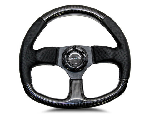 CARBON FIBER STEERING WHEEL 320mm FLAT BOTTOM w/ Black stitching