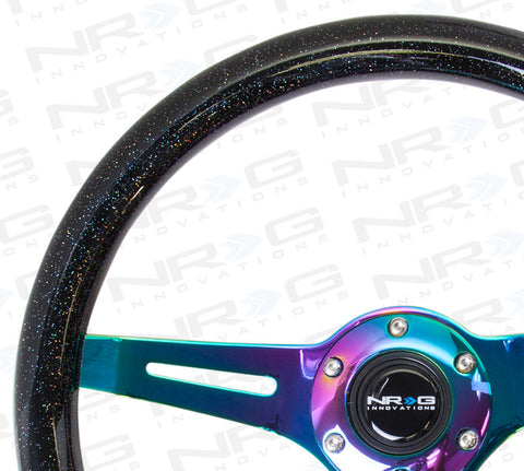 Black Sparkled Wood Grain Wheel, 350mm, 3 spoke center in Neochrome