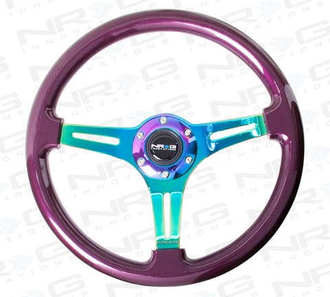 Wood Grain - 350mm - 3 Neo-Chrome spokes - Purple grip