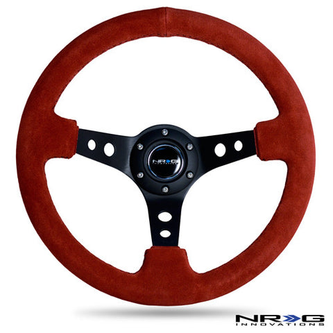 350mm Sport Steering Wheel (3" Deep) - Red Suede