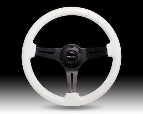 Classic Wood Grain Wheel - 350mm 3 Black spokes - White Paint Grip