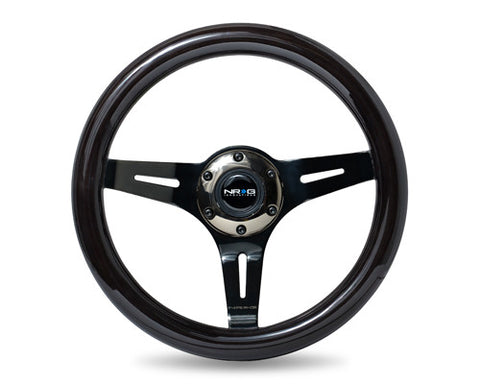 Classic Black Wood Grain Wheel, 310mm, 3 spoke center in Black Chrome