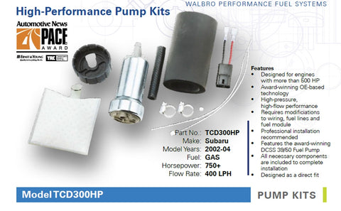 Subaru 39/50 DC/SS 400LPH Pump/Kit Package