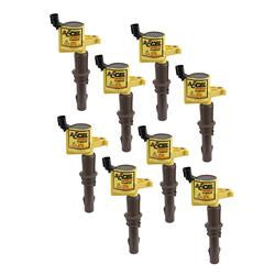 Ignition Coil, Super Coil, Epoxy, Yellow, Ford, Lincoln, Mercury, 4.6L, 3-Valve, Long Brown Boot Set of 8