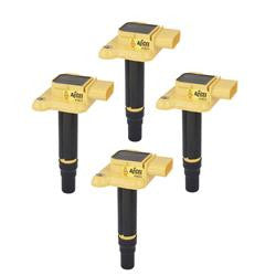 Ignition Coil, Super Coil, Coil Pack Style, Socket, Round, Epoxy, Yellow, Audi, Volkswagen, 1.8L, Set of 4