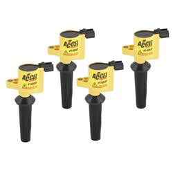 Ignition Coil, Super, Coil Pack Style, Socket, Epoxy, Round, Yellow, Ford, Mazda, Mercury, Set of 4