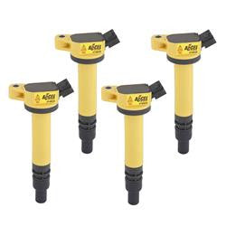 Ignition Coil, Super Coil, Coil Pack Style, Socket, Round, Epoxy, Yellow, Lexus, Scion, Toyota, Set of 4