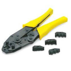 Wire Crimping Tool, Steel, Cushion Handle,Adjustable Ratchet Mechanism,Includes 3-Crimping/Stripping Dies,Each