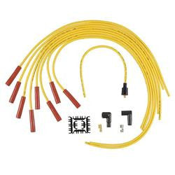 Spark Plug Wires, Super Stock, RFI Suppression, 8mm, Yellow, Straight Boots, Universal, V8, Set