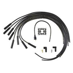 Spark Plug Wires, Super Stock, RFI Suppression, 8mm, Black, Straight Boots, Universal, V8, Set