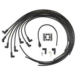 Spark Plug Wires, Super Stock, RFI Suppression, 8mm, Black, 90 Degree Boots, Universal, V8, Set