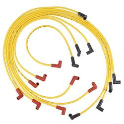 Spark Plug Wires, Super Stock, RFI Suppression, 8mm, Yellow, Stock Boots, Chevy, 5.0/5.7L, Set