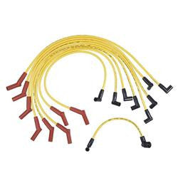 Spark Plug Wires, Super Stock, RFI Suppression, 8mm, Yellow, Stock Boots, Ford, Mercury, V8, Set