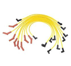 Spark Plug Wires, Super Stock, RFI Suppression, 8mm, Yellow, Stock Boots, Ford, Lincoln, Mercury, V8, Set