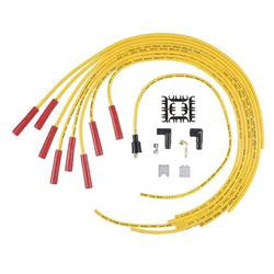 Spark Plug Wires, Super Stock, Spiral Core, 8mm, Yellow, Straight Boots, Universal, V8, Set