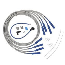 Spark Plug Wires, Armor Shield, RFI Suppression, 8mm, Braided, Multi-Angle Boots/Blue, GM/Ford, V8, Set