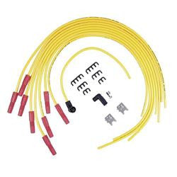 Spark Plug Wires, 8.8mm Spiral Silver Coated Copper Core, Yellow, Straight Boots, GM, Chrysler, Ford, V8, Set