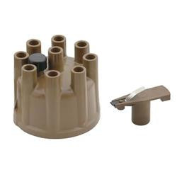 Cap and Rotor, Tan, Female/Socket, Brass Terminals, Clamp-Down, Chrysler, Dodge, Plymouth, V8, Kit