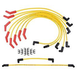 Spark Plug Wires, 8.8mm Spiral Core, 8.8mm, Yellow, Stock Boots, Ford, Lincoln, Mercury, 5.0/7.5L, V8, Set