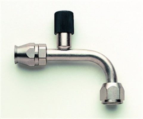 Reusable Nickel-Plated Steel Female O-Ring Pilot w/High Side Charger Port; 90 deg.; -10AN Dash/Thread Size
